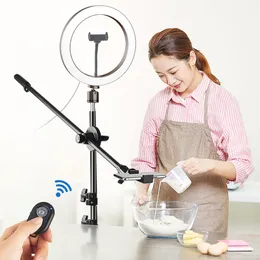 Селфи светопография светодиодное видео кольцо света заполнения заливка камера Po Studio Phone Selfie Lamp с штативом стенд Arm 230518