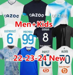 22 23 24サッカージャージ2023 2024 Marseille Maillot Foot Cuisance Guendouzi Alexis Gerson Payet Clauss Shirds Veretout Nuno Mbemba Vitinha Men Kids