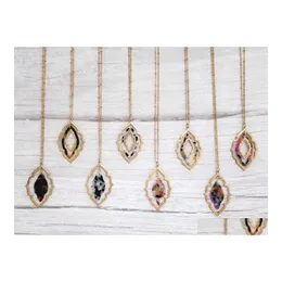 Anhänger Halsketten Zwpon Boho Stil Ausgeschnittenes Harz Acryl Für Frau Marokko Geometrische Rahmen Baumeln Halskette Modeschmuck Drop Deli Dhk3V