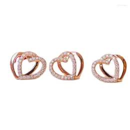 Hoopörhängen Madalena Sarara 18K Rose Gold Women Diamond Inlaid Dual Heart Geometric Stud High Quality