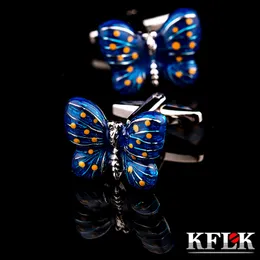 KFLK Cuff Links for Men Shirts Cufflinks Animal Butterfly Cbutton أزرار العلامة التجارية عالية الجودة
