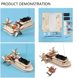 ElectricRC Boats Wireless Wooden Boat Model Scientific Learning Tool Novelty Vehicle Remote Control DIY SelfMade 230518