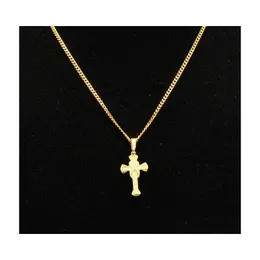 Pendant Necklaces 40Mm Vintage Gothic Religious Christian Faith Mini Cross Chain Collar Choker For Men Jewelry Giftpendant Drop Deli Dhk9Y