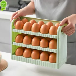 Nytt nytt kylskåp Egg Storage Box Space-Saving Egg Holder Case Kitchen Egg Organizer Container Box Stora kapacitet Äggbehållare