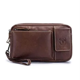 Mens Brown Waist Bags Vintage Leather Travel Pouch Packs Hidden Wallet Passport Waist Belt Male Solid Fashion Street Bags247W