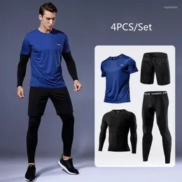 Treno de traje masculino Men's Compact Suje 2-4pcs/Conjunto Running Outdoor Gym Clothing Sportswear Training Fitness Tracksuit ROPA Deportiva