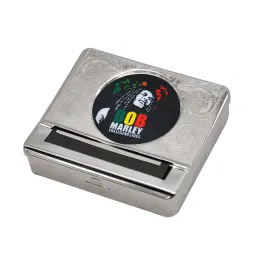 Rökbutik Multi-mönster röker silvermetall Automatisk rullmaskin Box Case Cigarett Tobaksrulle för 70 mm papper