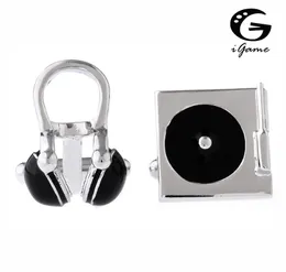 Igame Factory Price Retail DJ Set Cuff Links Fashion Brass Material Music Headset Design Gratis frakt