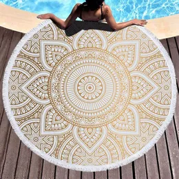 Coperta da spiaggia rotonda Mandala Tapestry Indian Picnic Table Cover Telo da spiaggia Nappa Panni da spiaggia Asciugamani da spiaggia per sfondo fotografico