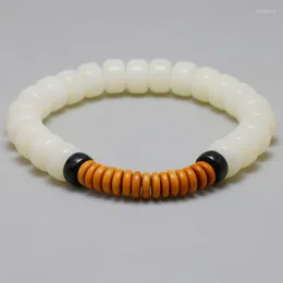 Strand Natural White Bodhi Seed Coconut Shell Olive Nut Tibetan Buddhism Mala Pärlor Armband Kvinnor Bön Yoga Meditation Män smycken