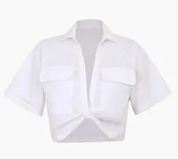 T-shirt tasca a flatta twist ort orth tees magliette estate moda donna manica corta abiti di alta qualità magliette top