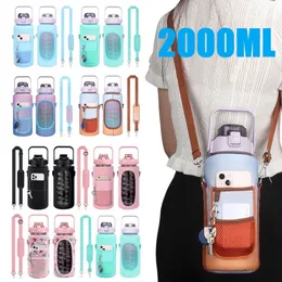 water bottle 2L Water Bottle Covers Large Capacity Motivational Bottles Holder Bag Thermos Sleeve Drinkware Accessories with Strap 230519
