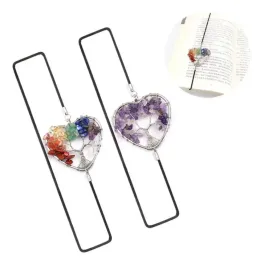 Crystals Gravel Pendant party favor Bookmark Elastic Rope Heart Shaped Life Tree Bookmark Gifts Wholesale