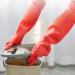Bulaşık yıkama eldivenleri ekstra uzun kalın olmayan giysiler giyinmiş mutfak ev işleri temizleme araba çamaşır giysisi kauçuk