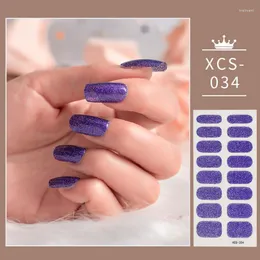 Nail Stickers Bluish Violet Shiny Twinkle Fashion Minimalist Design Women Charm Manicure Decoration Sticker Art