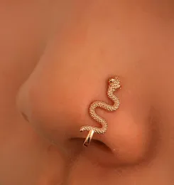 Anillos de nariz de tabique de serpiente para mujer, anillo de nariz con clip de imitación, joyería de cuerpo sin perforar a la moda 8796693