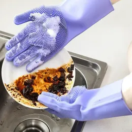 Silikonrengöring handskar Magic Dish Washing gummisvamp hand Hållbar handske för kök hushållens diskmedel rena verktyg