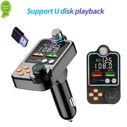 New Car Bluetooth 5.0 FM Transmitter Dual USB Car Charger PD Type-C Fast Charging Wireless Handsfree Audio Receiver MP3 Player