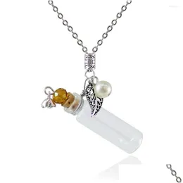 Pendant Necklaces 2Pcs Clear Glass Per Bottle With Leaf Charm Test Wishing Necklace Friends Gift Drop Delivery Jewelry Pendants Dhudp