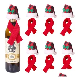 Christmas Decorations Wine Bottle Decor Scarf And Hat Twopiece Red Bottles Xmas Kitchen Table Ornament Drop Delivery Home Garden Fes Dhs4Z