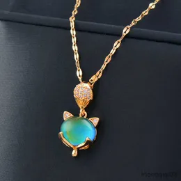 Collana in acciaio inossidabile che cambia colore per le donne Umore Emozione Sensazione Temperatura Gioielli Catena color oro SSB