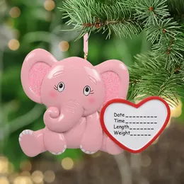 Gepersonaliseerd babymeisje olifant kerst ornament pasgeboren baby's 1e kerst ornament thuisdecoratie baby's verjaardagscadeau