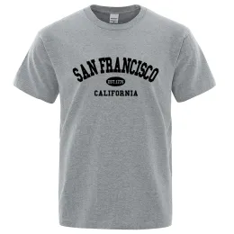 Sanfrancisco Est 1776 California Mektup T-Shirts Erkekler Moda Büyük Boyutlu Üstler Yaz Tshirt Gevşek Tasarımcı Lüks