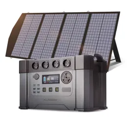 ALLPOWERS Powerstation 2400W Mobile Energy Storage Power Supply With 18V Solarpanel 4x2400W AC Outlet 30A RV Plug UPS Function