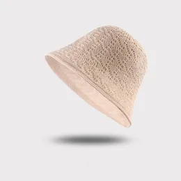 قبعات حافة واسعة Ldslyjr Cotton Solid Color Tide اثنين من الجوانب ارتداء دلو قبعة الصياد في الهواء الطلق قبعة شمس السفر للنساء 318