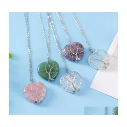 Подвесные ожерелья REIKI Натуральные кристаллические ожерелья в форме сердца Кварц драгоценный драгоценный камень