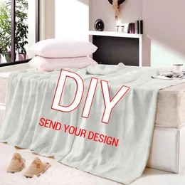 Blankets Custom Flannel Throw Blanket Personalized Fleece Blankets for Sofa Gift Customized DIY Drop Print on Demand 230518