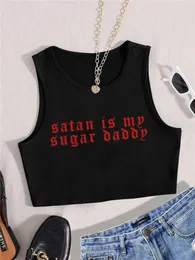 Zbiorniki damskie Camis Gothic Letter Drukuj Tank Castumal Oversize Harajuka Vintage 90s Kobiet Kpop Kpop Ustanie zbiorowe Y2K Ubranie Femme 230519