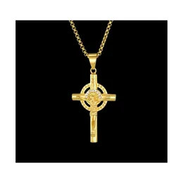 Colares pendentes Hip Hop Aço inoxidável INRI Crucifixo Jesus Cruz Crosnd Pingents Colar para homens Jóias de rapper Deliver