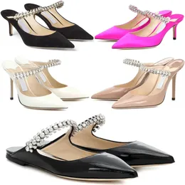 Горячие летние сандалии Slipper Ladies Bing Насосы роскошные бренды женские высокие каблуки кристаллы.