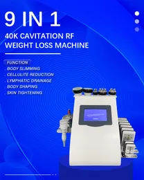 Professional Newest 601S 9 in 1 Lipo Laser Slimming Skin Tightening System RF Vacuum Ultrasound Cavitation EMS Pads Fat Reduction Cellulite Removal Machine