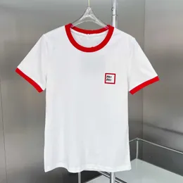 2023 Summer Online Red New High Edition Simple Fit Универсальное женское письмо круглый шейный футболка с коротким рукавом