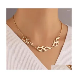 Подвесные ожерелья Lxyw Fashion Boho Punk Gothic Hip Hop Gold Plame Che Chain Ожерелье для женщин Man Vintage Collar Party Jewelry Dhf8s