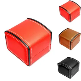 Fashion Watch Box Faux Leather Square fashion Jewelry Watch Case Display Gift Box with Pillow Cushion237g
