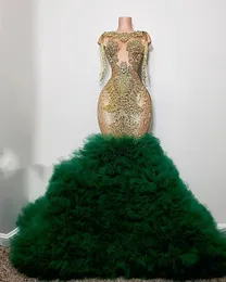 2023 Mai Aso Ebi Spitze Perlen Abendkleid Dunkelgrün Meerjungfrau Abend Formale Party Zweiter Empfang Geburtstag Verlobungskleider Kleid Robe De Soiree ZJ270