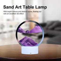 Lampade da tavolo 3D Moving Sand Art RGB Cambia colore colorato Disegno Ornamento Luci Notte a clessidra creativa