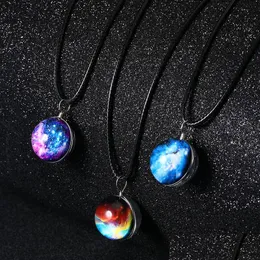 Pendant Necklaces Vintage Neba Space Universe Galaxy Women Handmade Glass Ball Choker Rope Chain Statement Necklace Jewelry Dhgarden Dhtl4