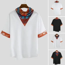 Herr t shirts man sköldpadda hals t-shirt sommar dashiki kort ärm tee toppar avslappnad svart streetwear blus mens tryckt plus storlek