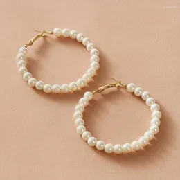 Hoop örhängen sommar mode minimalistisk ins internet kändis matchande personlighet imitation pärla cirkel för kvinnor