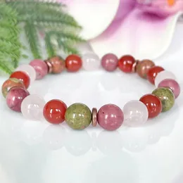 MG1917 8 mm Unakite Jasper 3a Rhodonite carnelian Madagascar Rose Quartz Bransoletka Womek Chakra Mala Joga Biżuteria