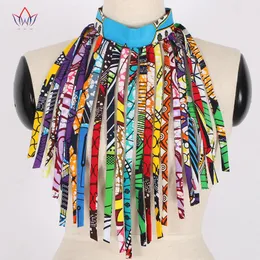 Necklaces 2022 African Fabric Necklace Fake Collar For Women African Katoen Ketting Ankara Handmade Jewelry Necklace With Tassels WYA26