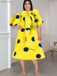 Casual Dresses Midi Dresses Plus Size Puff Sleeve Blue Yellow Big Bow Women A Line Birthday Party Evening Lovely Gowns Outfits 4XL Summer 2023 L230520