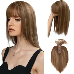 10 tum peruk för kvinnor med luftbugg på toppen av huvudet hårlapp som täcker vitt hår naturligt syntetfiberhår Många stilar tillgängliga för anpassning