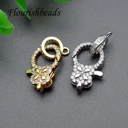 Composants de haute qualité pavé CZ perles fleur mousqueton attaches bijoux à bricoler soi-même collier Bracelet Makings chaîne accessoires fournitures