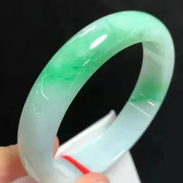 Bracciale rigido in giada naturale di classe A, bellissimo braccialetto di colore verde bianco intrecciato, delicato, accessori fortunati