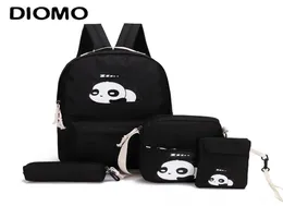 Diomo Panda Tasche Weibliche Leinwand Schulrucksack Set Für Jungen Mit Mädchen Teenager Laptop Rucksack Frauen Umhängetasche Federmäppchen Kind Y7288765